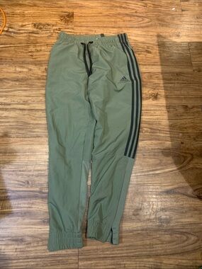 adidas Green Track Pants with Black Stripes